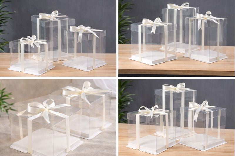 Premium Clear Acrylic Wedding Gift Box with Ribbon