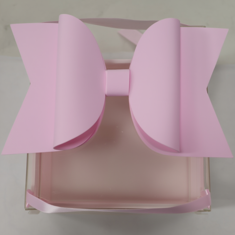 Luxury Pastel Pink Bow Gift Hamper Box with Handle | Premium Wedding & Bridesmaid Packaging Box