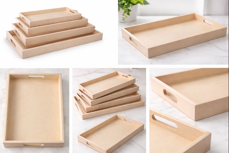 Premium Wooden Serving & Gift Hamper Tray Set with Handles | Multipurpose Storage & Wedding Packing Trays