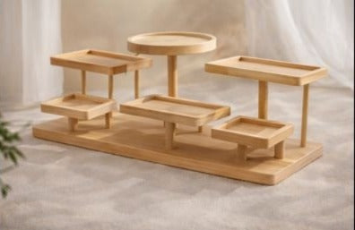 Premium Wooden Multi-Tier Display Stand | Bamboo Serving, Hamper & Wedding Decoration Tray Organizer