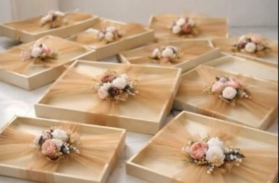 Luxury Wedding Trousseau Packing Tray with Floral & Net Decoration | Bridal Gift Presentation Hamper Tray