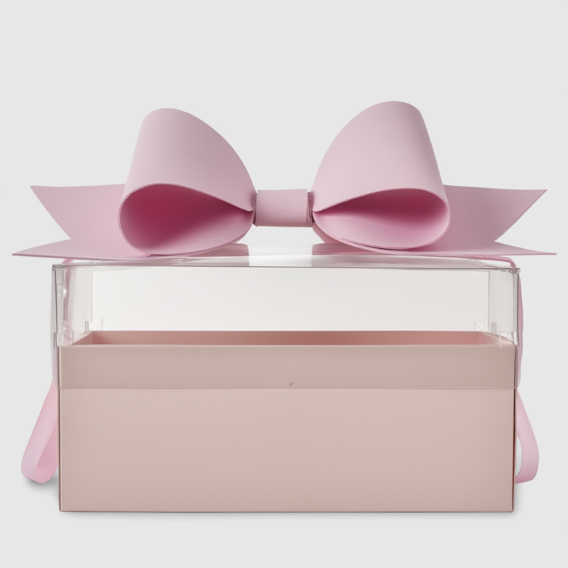 Luxury Pastel Pink Bow Gift Hamper Box with Handle | Premium Wedding & Bridesmaid Packaging Box