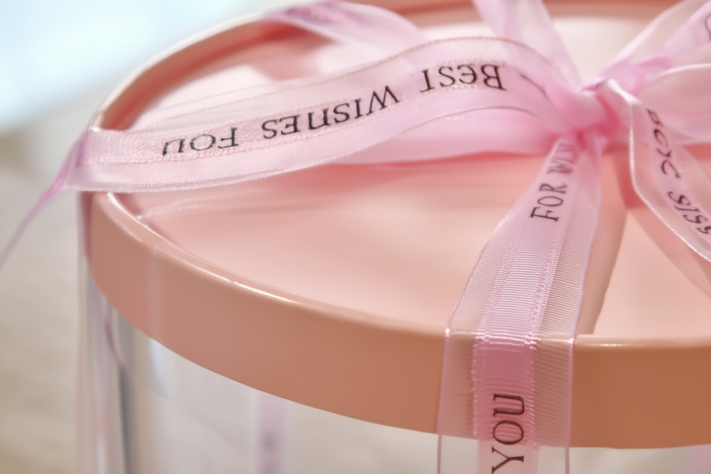 Luxury Transparent Acrylic Wedding Hamper Box with Ribbon Lid | Round Trousseau & Gift Packing Box (Pink)