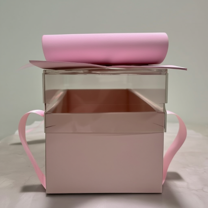 Luxury Pastel Pink Bow Gift Hamper Box with Handle | Premium Wedding & Bridesmaid Packaging Box
