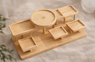 Premium Wooden Multi-Tier Display Stand | Bamboo Serving, Hamper & Wedding Decoration Tray Organizer