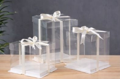 Premium Clear Acrylic Wedding Gift Box with Ribbon