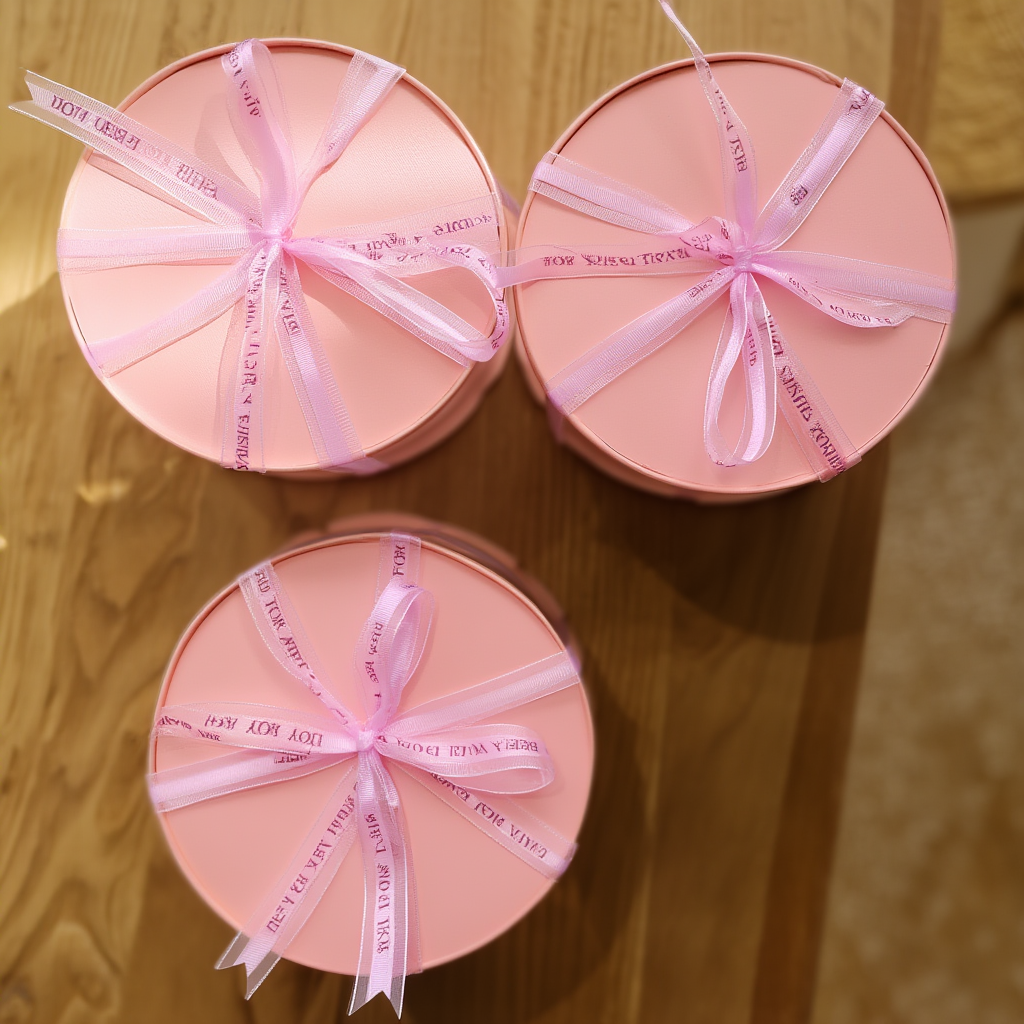 Luxury Transparent Acrylic Wedding Hamper Box with Ribbon Lid | Round Trousseau & Gift Packing Box (Pink)