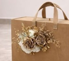 Luxury Kraft Wedding Hamper Carry Box with Floral Decoration | Premium Bridal Trousseau Gift Packing Bag with Handle