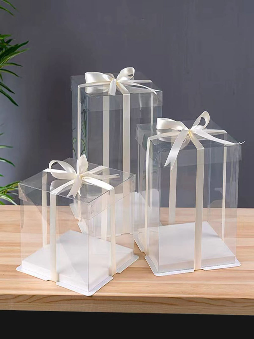 Premium Clear Acrylic Wedding Gift Box with Ribbon
