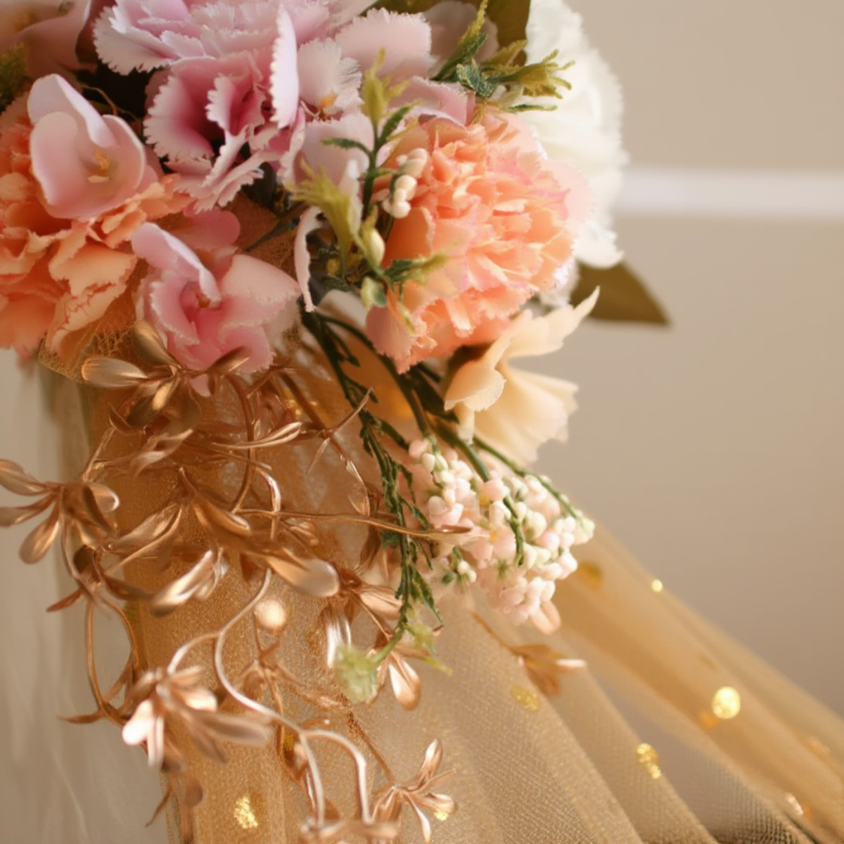 Luxury Wedding Trousseau Packing Tray with Floral Decor & Net Draping | Bridal Gift Hamper Tray