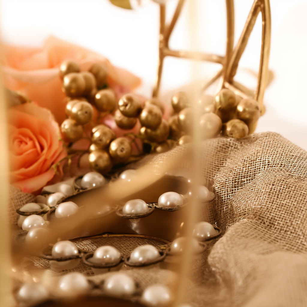 Luxury Floral Golden Cart Tray Décor | Wedding Trousseau Gift Hamper Display Stand with Artificial Flowers | Bridal & Festive Decoration Organizer